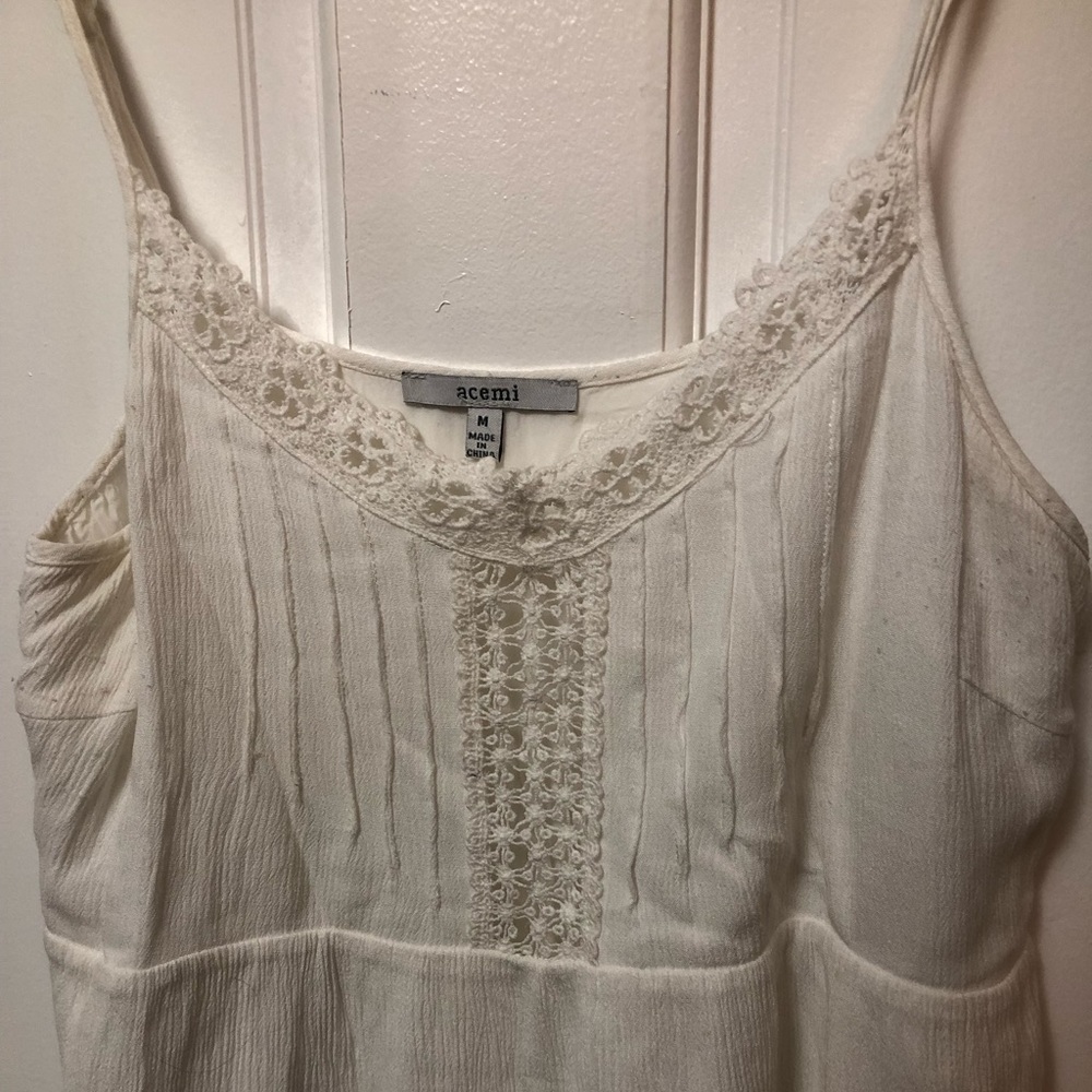 Tank top White Embroidered Dress. Size M. - Picture 2 of 3